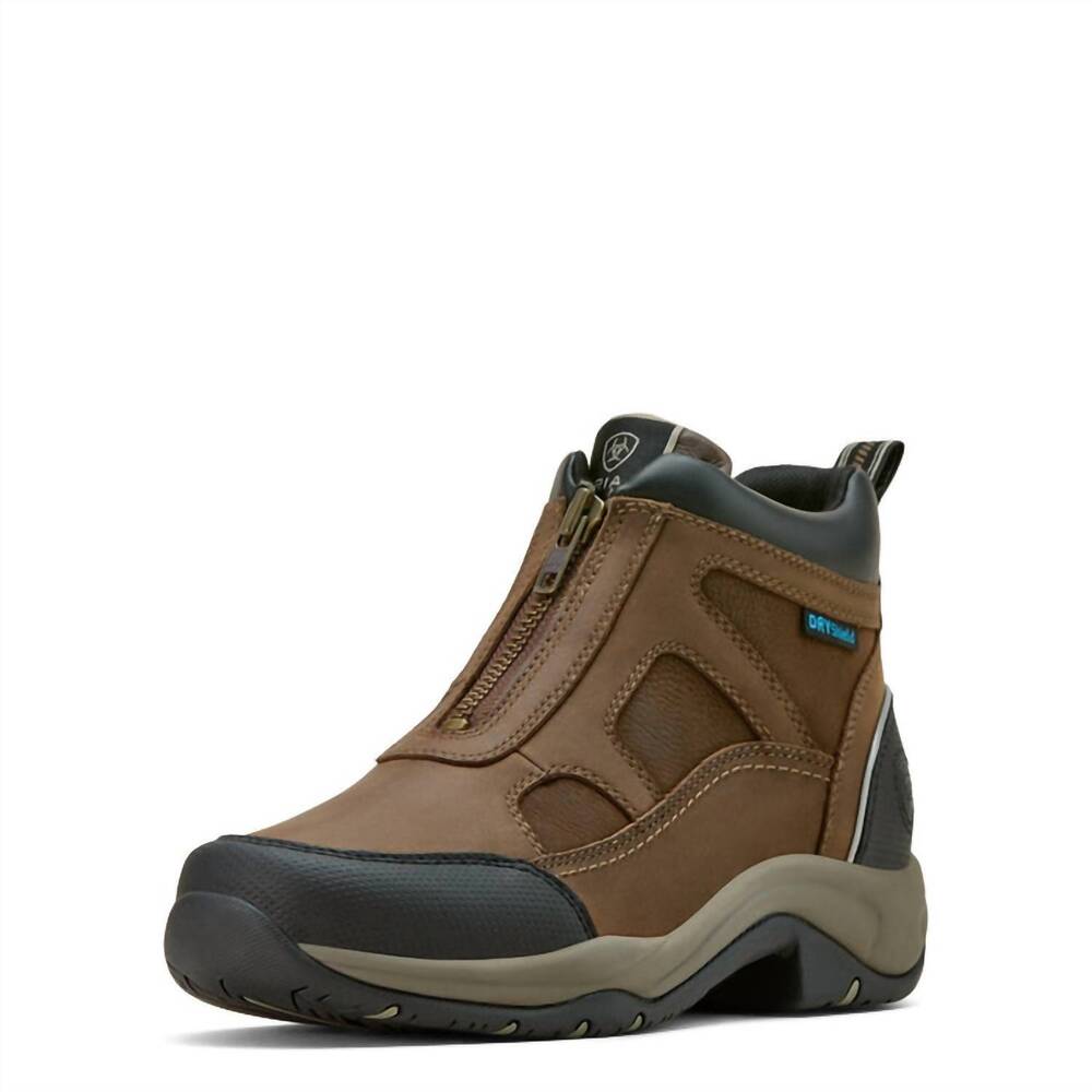 NEW ARIAT women's terrain zip waterproof boot in palm brown